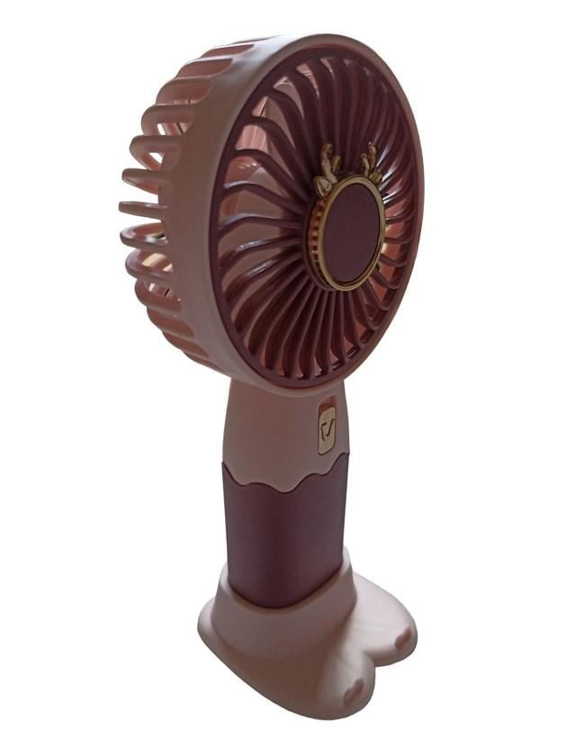 Вентилятор ручной аккумуляторный Mini Fan ZB088C с подставкой и USB-зарядкой Бордово-розовый (11293038) - фото 2