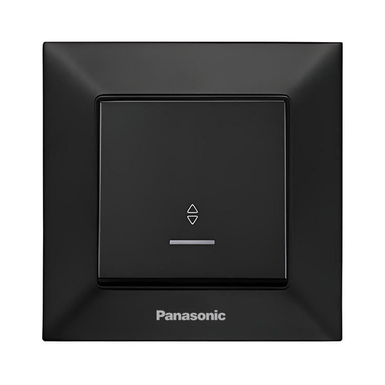 Выключатель одноклавишный проходной Panasonic Arkedia Slim с подсветкой Черный (WNTC0104-2BL)