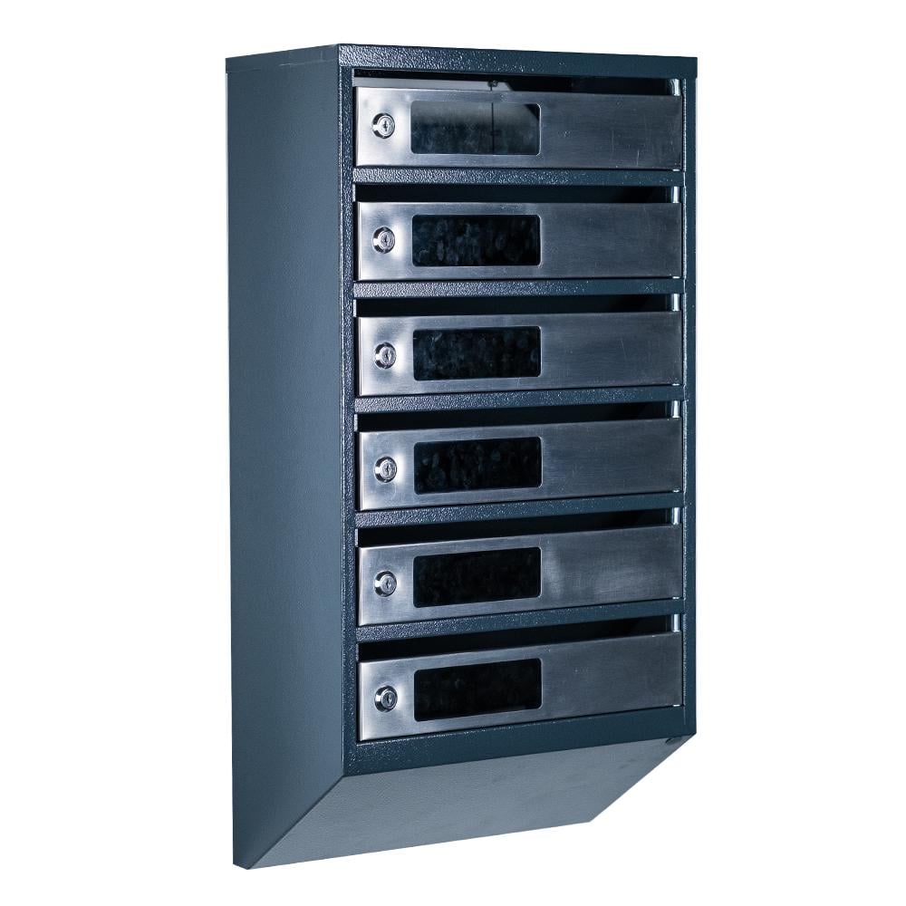 Ящик почтовый многосекционный ЯП06C Антрацитовый/Нержавеющая сталь (24061026)