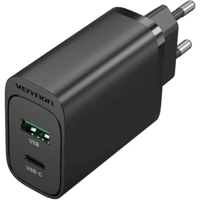 Зарядний пристрій Vention FBIB0-EU USB-A/USB-C 38W Чорний (20799999)