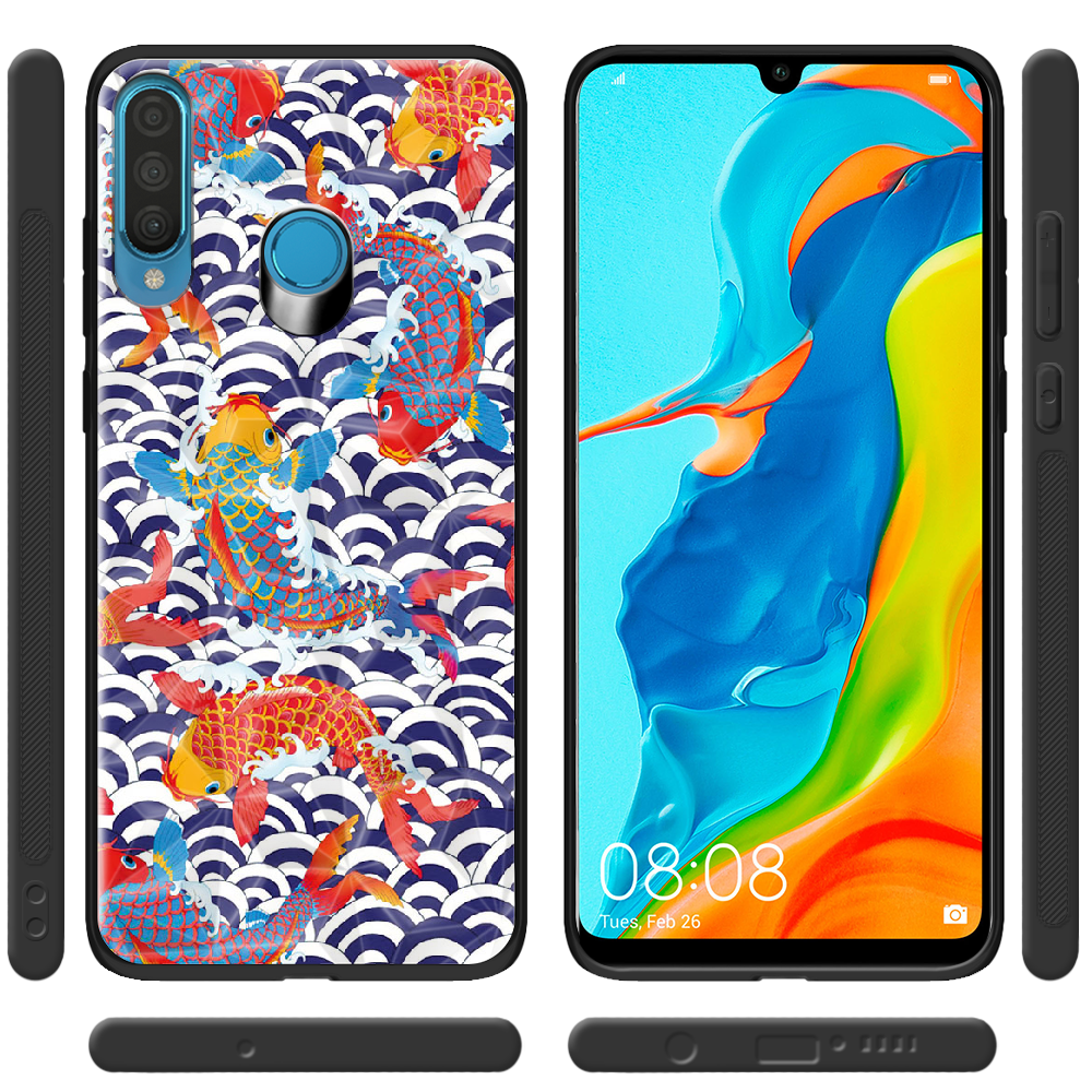 Чехол Boxface Huawei P30 Lite Koi Fish Черный силикон с призмой (36871-up2477-37851) - фото 2