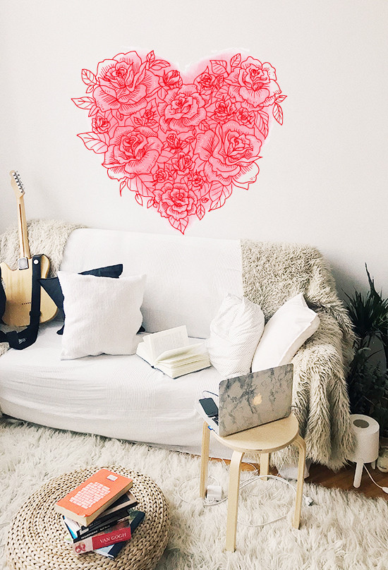 Наклейка 3Д виниловая Zatarga Сердце из роз 1000x860 мм Красный (1198040537)