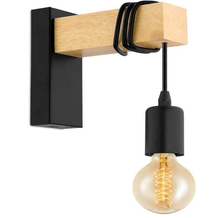 Бра в скандинавському стилі Wood з дерев'яною планкою без абажура Чорний Бра в скандинавському стилі Wood з дерев'яною планкою без абажура Чорний