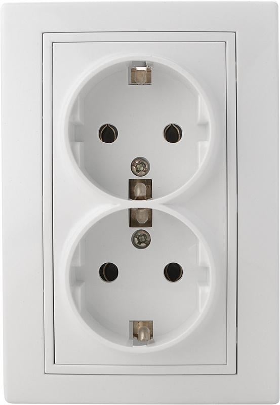Розетка двойная АСКО Fl с заземлением Белый (PB16/2-З-Fl-W)
