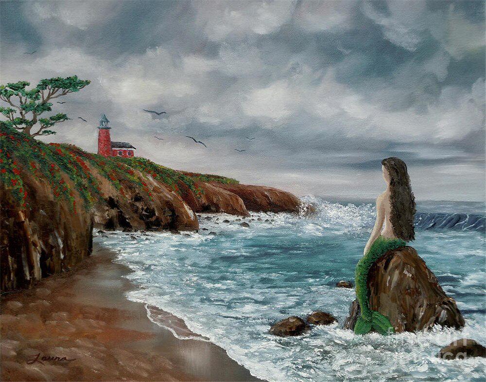 Алмазная мозаика Emerald Craft набор вышивки камнями Русалка на камне 30x40 см (23630)