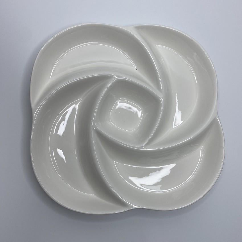 Менажниця порцелянова Stenson MC4170-14 35,5 см 4-х секційна з відділом для соусу (1961981489) Менажниця порцелянова Stenson MC4170-14 35,5 см 4-х секційна з відділом для соусу (1961981489)