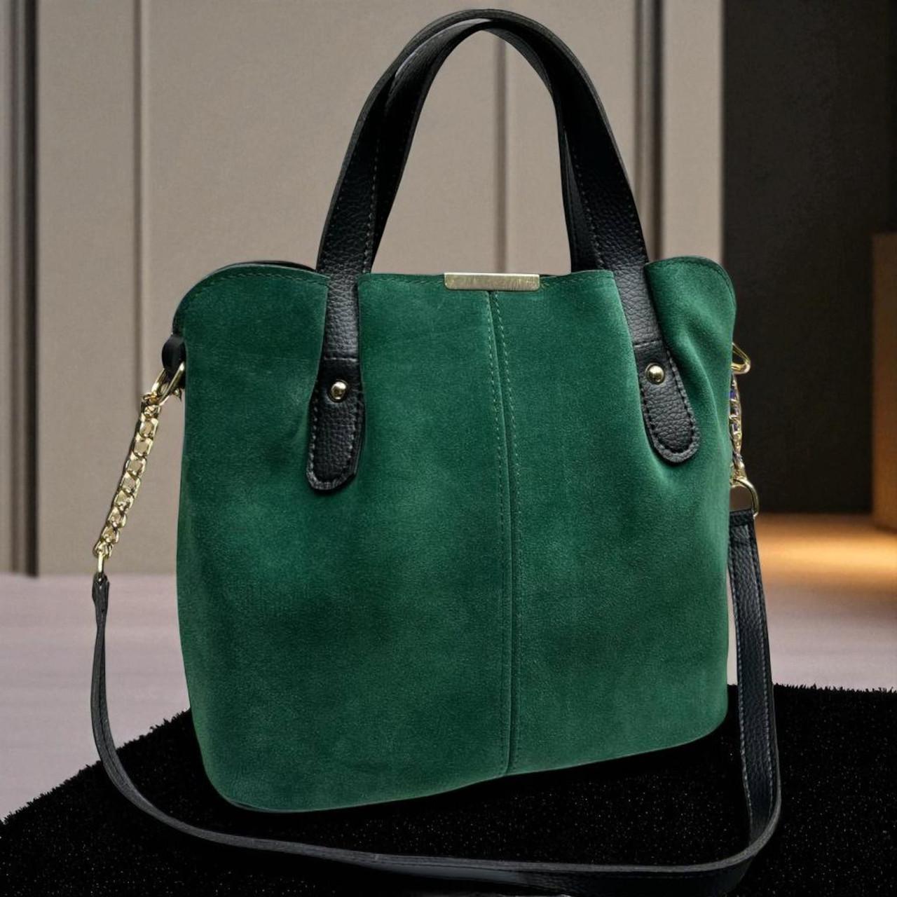 Сумка стильна жіноча містка через плече з плечовим ременем Смарагдовий Сумка стильна жіноча містка через плече з плечовим ременем Смарагдовий