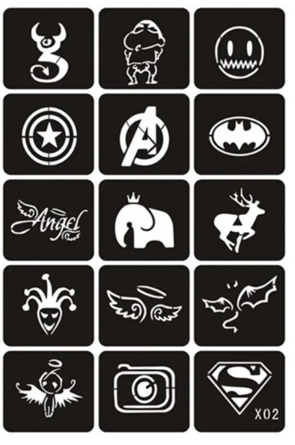 Набір трафаретів для тату X02 (2252950796)