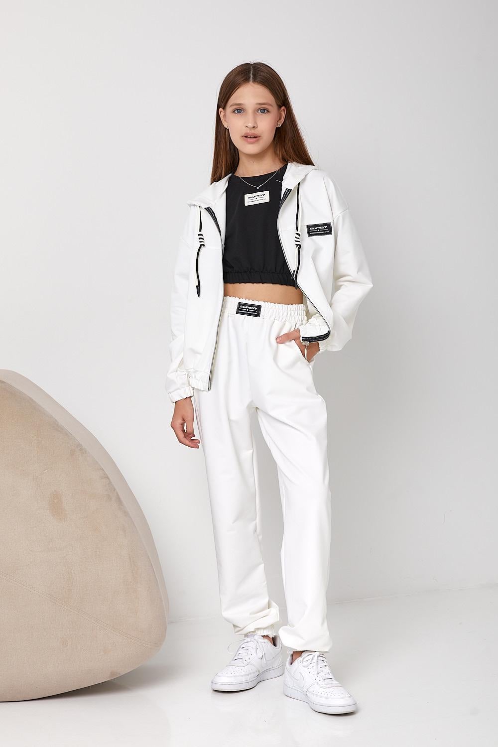Спортивний костюм-трійка дитячий з футболкою для дівчинки 134 см Білий (127195)
