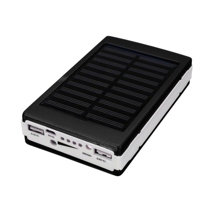 Повербанк Solar Metal+LED 5V-1A 90000 mAh со встроенным фонариком и солнечной батареей (opt-15000)