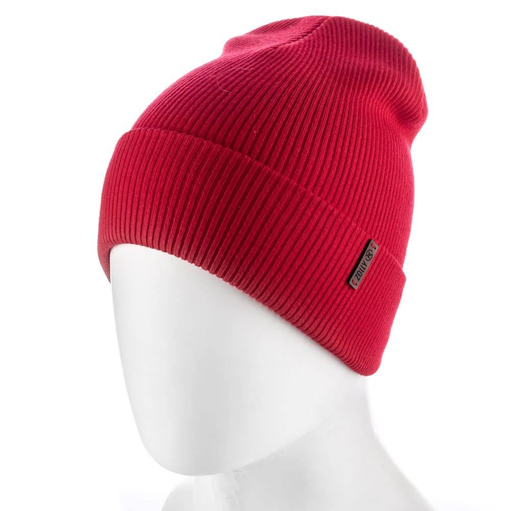 Шапка Zolly ZH206 з віскози з відворотом подвійного в'язання Червоний