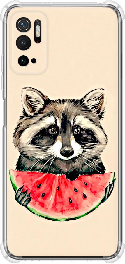 Чехол на Xiaomi Redmi Note 10 5G Енотик с арбузом (4605sp-2556-42517)