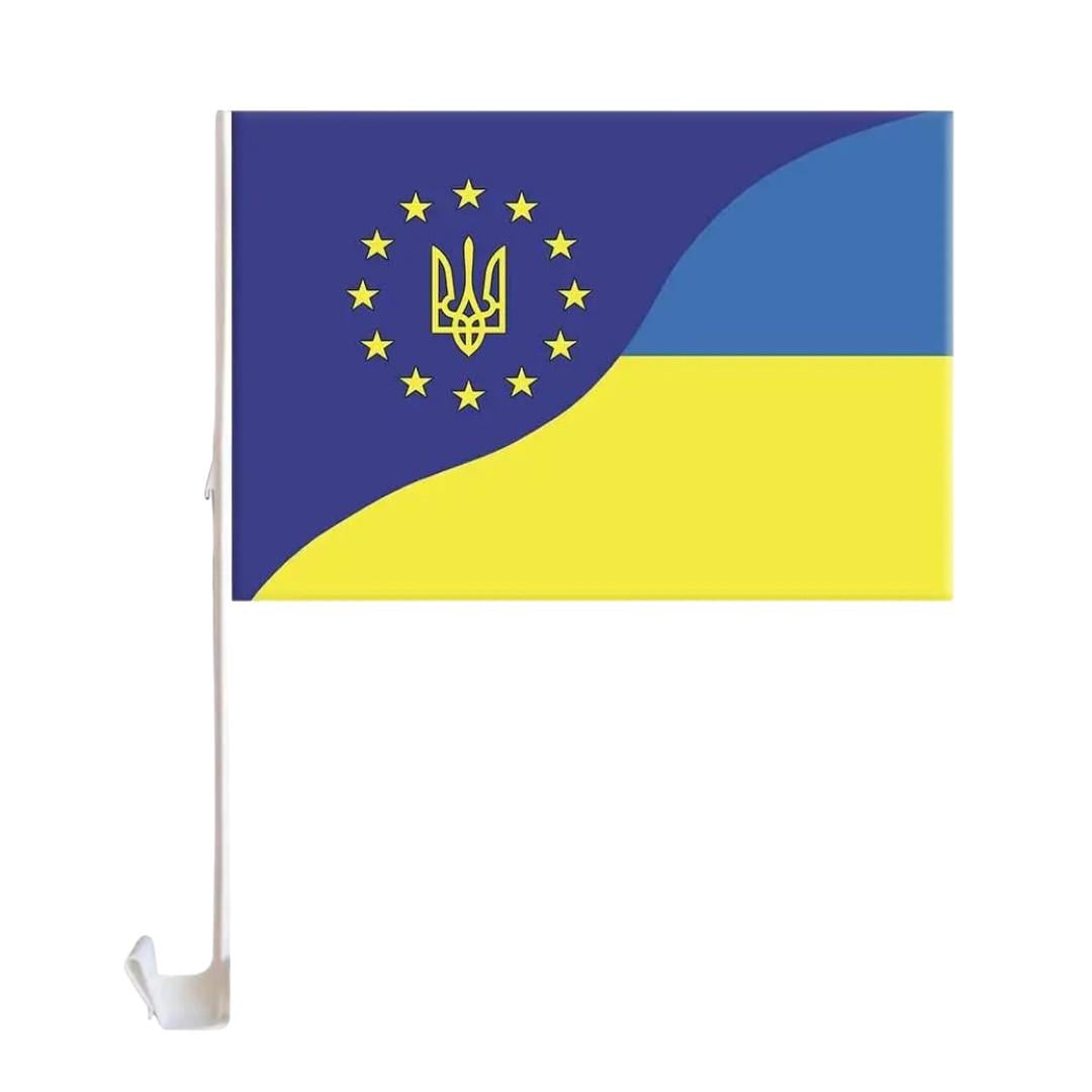 Флаг автомобильный Украина/Евросоюз на боковое стекло 30x45 см Сине-желтый (SZ-781030) Флаг автомобильный Украина/Евросоюз на боковое стекло 30x45 см Сине-желтый (SZ-781030)