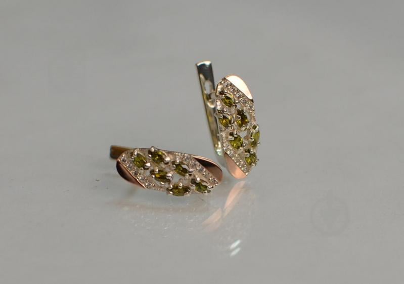 Серебряные серьги Sil с золотыми пластинами 116s-12 Олива (Sil-1262)