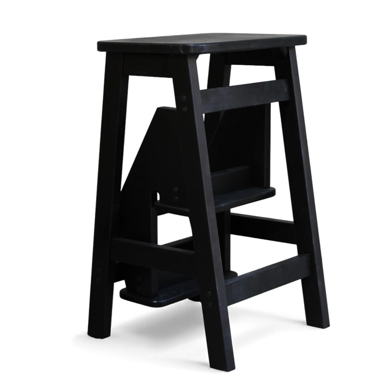 Табурет-лестница деревянный Студія Дерева Вільха Ретро бытовой 3 ступеньки Черный (31002873) - фото 4 Табурет-лестница деревянный Студія Дерева Вільха Ретро бытовой 3 ступеньки Черный (31002873) - фото 4