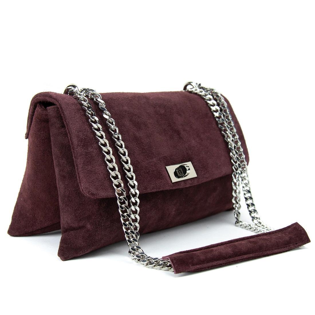 Женская сумка кросс-боди Royal Bag F-IT-8545BO замшевая на цепочке Бордовый (8088) - фото 4 Женская сумка кросс-боди Royal Bag F-IT-8545BO замшевая на цепочке Бордовый (8088) - фото 4