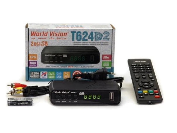 Комплект Т2 + Internet ТВ-ресивер WV World Vision Т624D2/WiFi-адаптер на чипе 7601 Комплект Т2 + Internet ТВ-ресивер WV World Vision Т624D2/WiFi-адаптер на чипе 7601