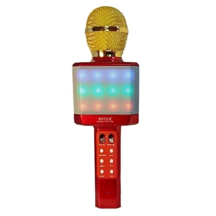 Микрофон для караоке Wster WS-1828 Bluetooth с функцией изменения голоса Red (3_06312)