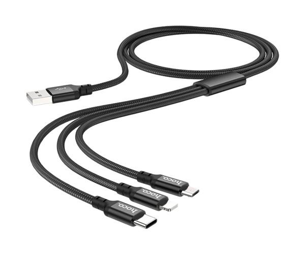 Кабель USB Hoco X14 3в1 Lightning/Micro/Type-C 1 м Black - фото 5