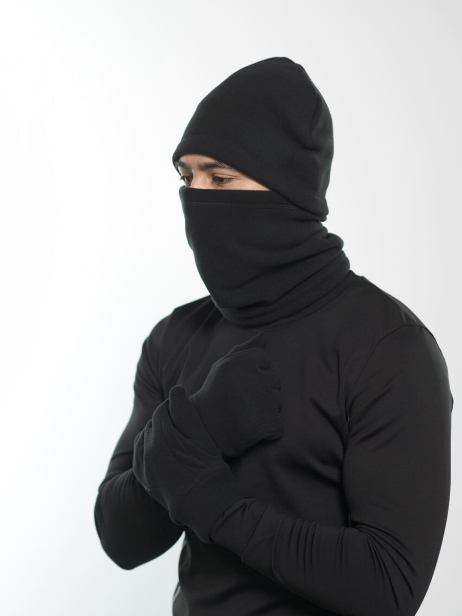 Комплект зимовий флісовий 3в1 шапка/баф /рукавички one size унісекс Чорний (8199445300) Комплект зимовий флісовий 3в1 шапка/баф /рукавички one size унісекс Чорний (8199445300)