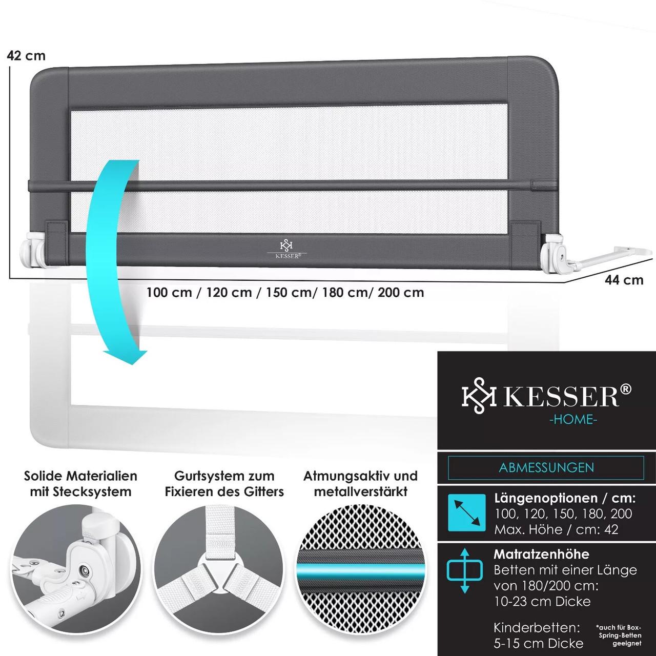Ограждение детской кровати KESSER 200 см Темно-серый - фото 6