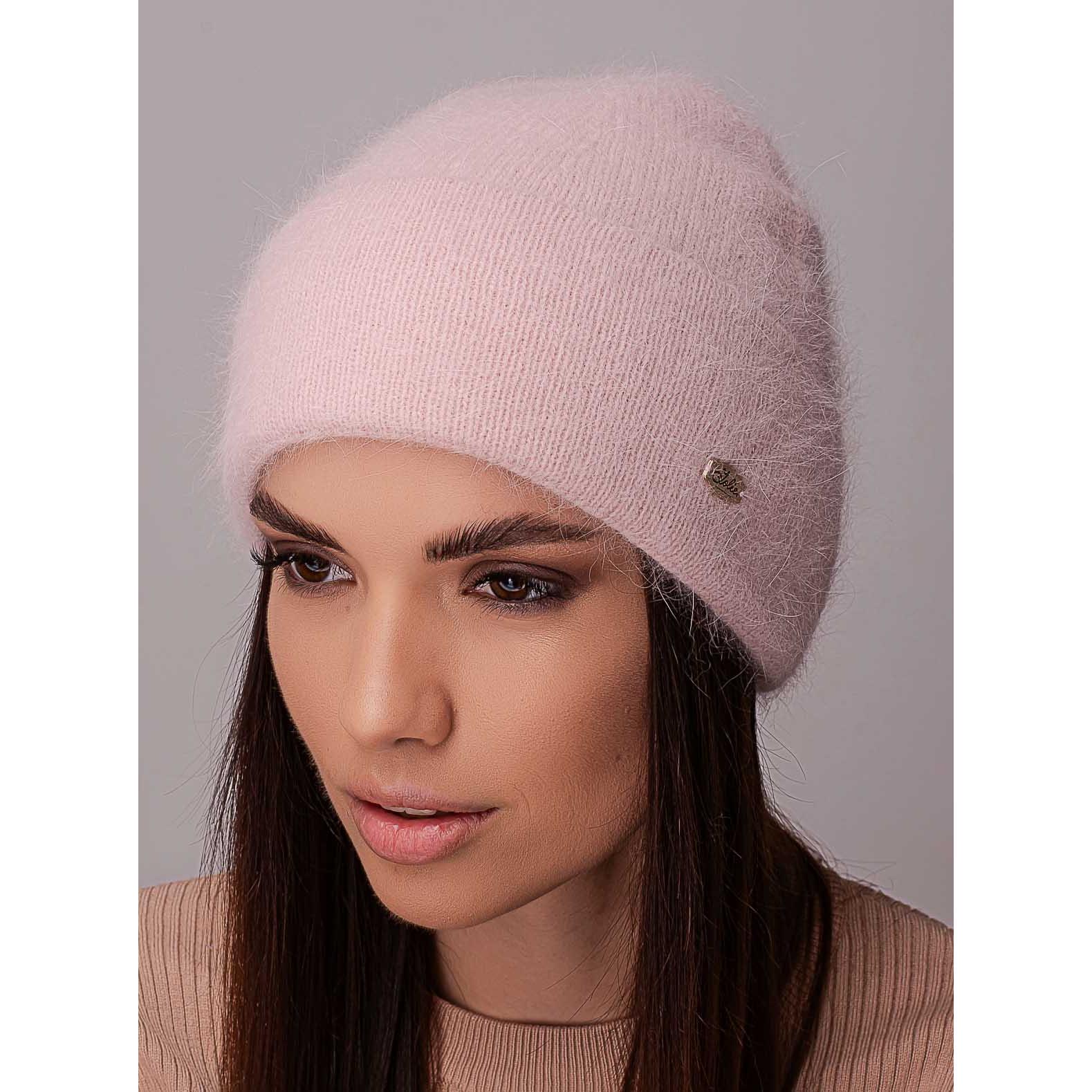 Шапка женская ангоровая Leks СКАРЛЕТ одинарная с отворотом мелкого вязания one size Светло-пудровый (205577) - фото 1 Шапка женская ангоровая Leks СКАРЛЕТ одинарная с отворотом мелкого вязания one size Светло-пудровый (205577) - фото 1