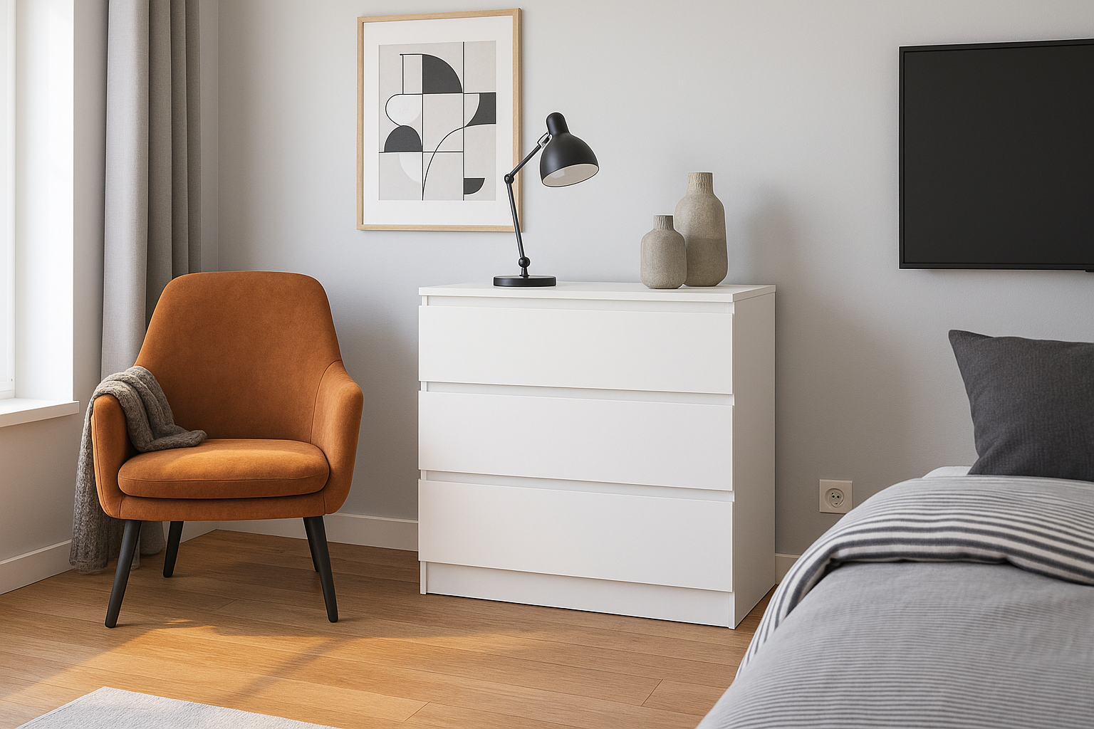 Комод MEBEX на 3 шухляди 100х40х77,4 см Білий (VM3B1000WH)