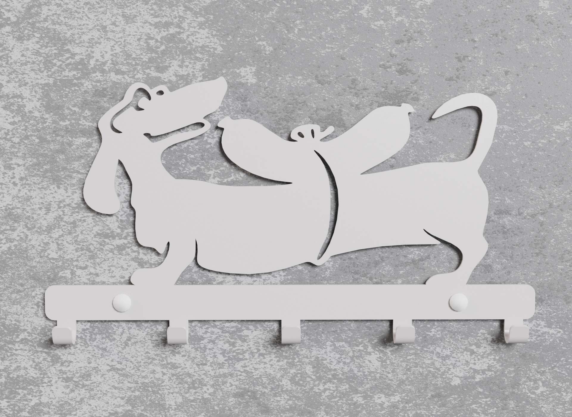 Ключница настенная Loft-Craft Сосиска из металла Белый (KH-002-wh)