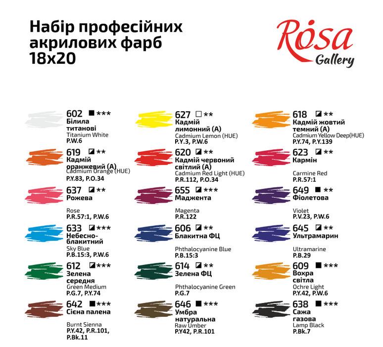 Набор акриловых красок ROSA Gallery 18 цветов по 20 мл - фото 2