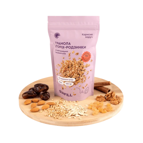 Гранола натуральная Sunfill Орех-изюм 150 г - фото 2 Гранола натуральная Sunfill Орех-изюм 150 г - фото 2