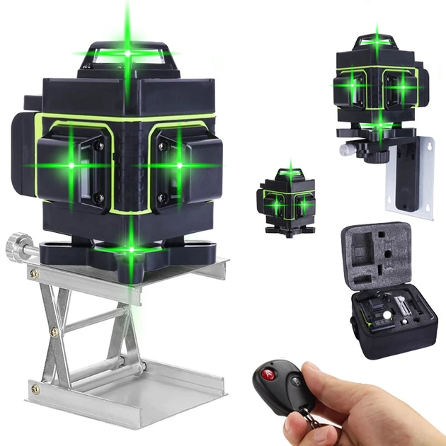 Рівень лазерний Hilda 4D Basic 4x360° з зарядом акумулятора на 16 ліній Зелений промінь (2078) - фото 6