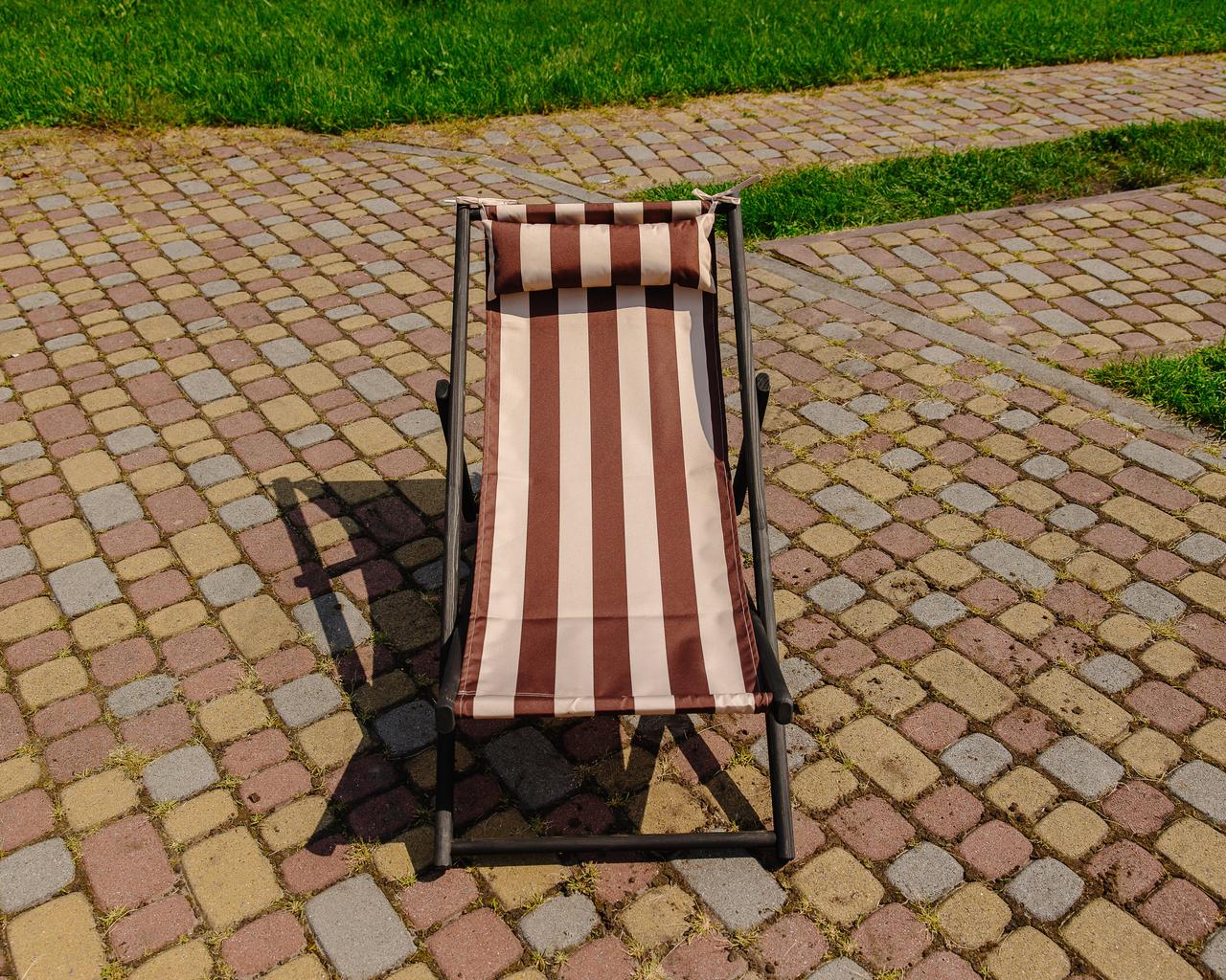 Шезлонг для дачи тканевый XRmaster с подушкой Черный/Кофейный (КШ-001/3) - фото 3