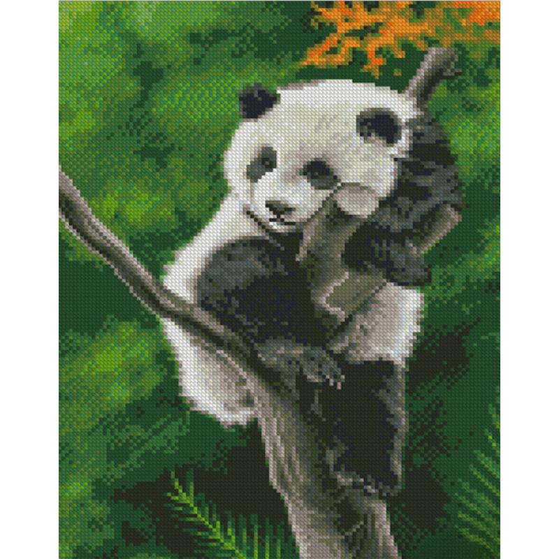 Алмазная мозаика Strateg Премиум Пандочка на дереве 30х40 см (Str-KB050)