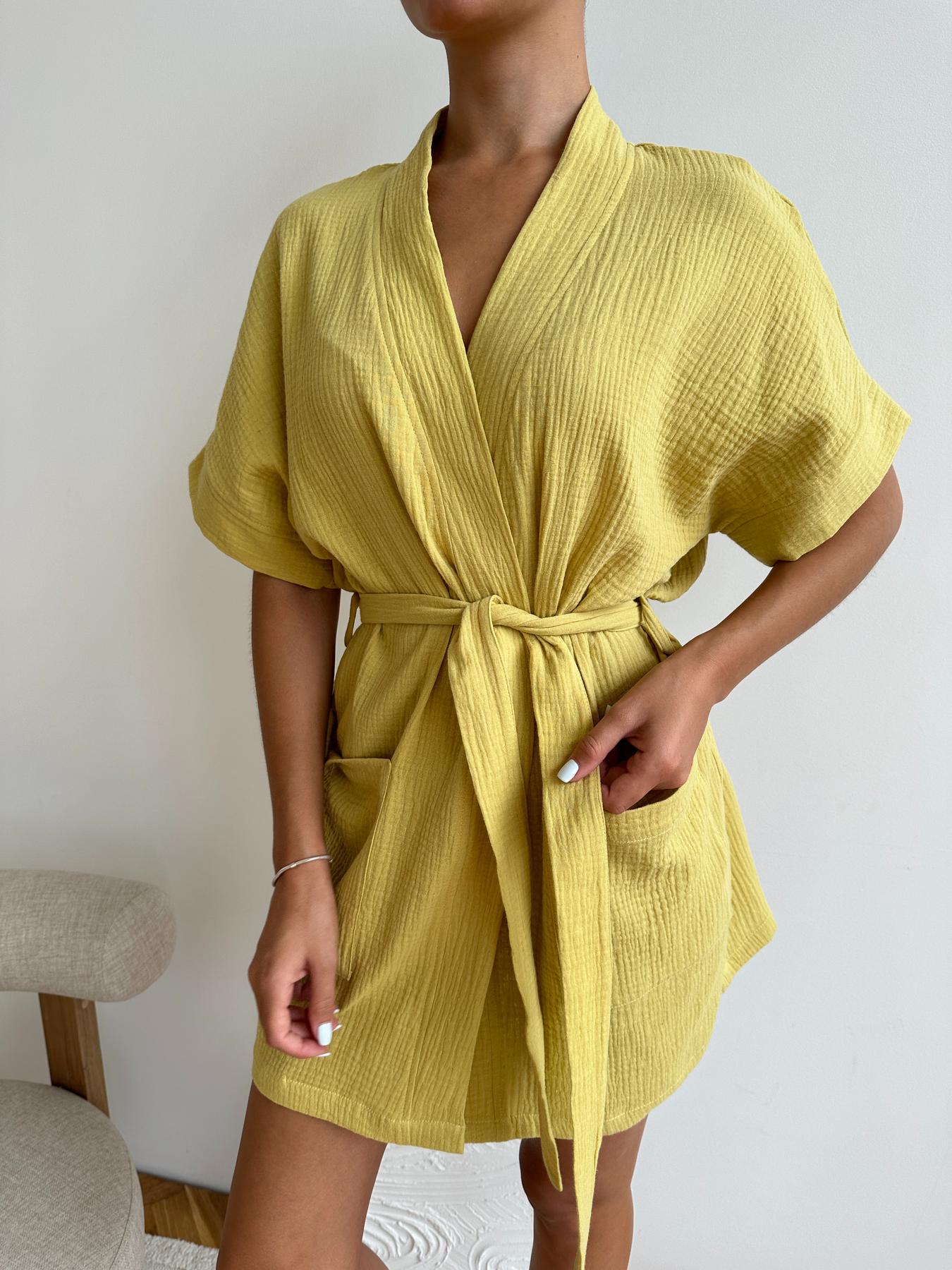 Халат женский COSY Hawaii из муслина L Горчица (M21) - фото 5