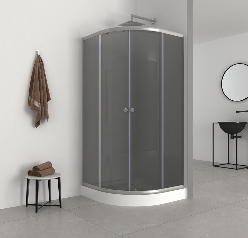Душевая кабина с низким поддоном MIXXUS PLAIN SCT02-90x90x195-GR SATIN серое тонированное стекло 4 мм (MI6898)