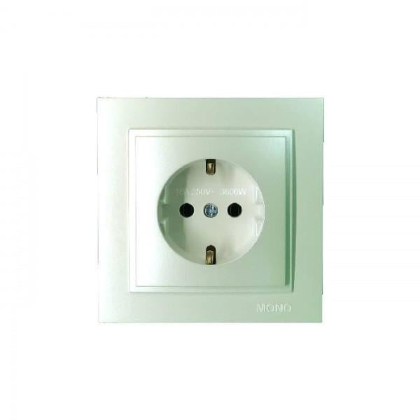 Розетка с заземлением Mono Electric DESPINA Жемчужный (16177)