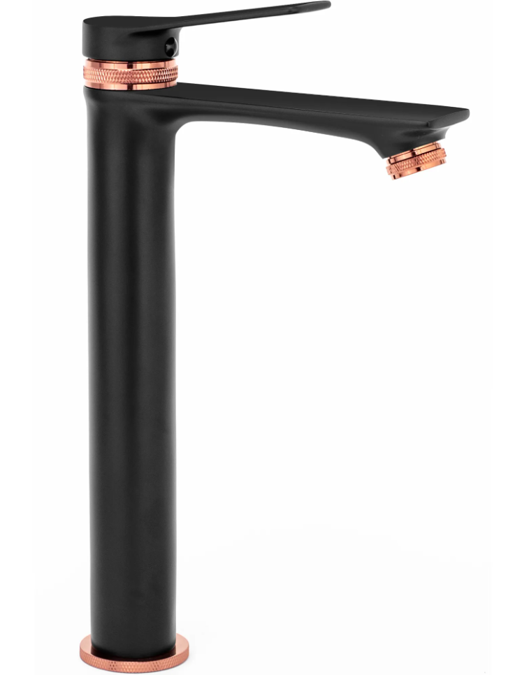 Смеситель для раковины Rea VIRAL B2026 высокий Black/Rose Gold (117370)