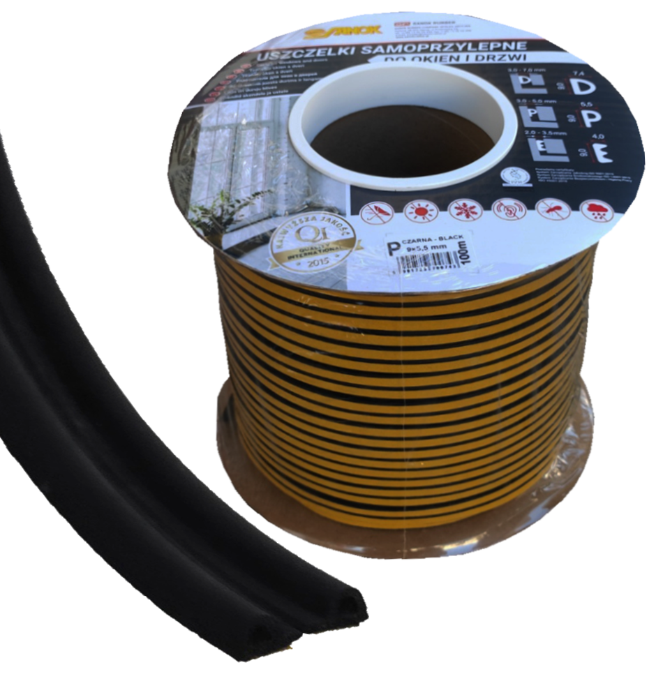 Ущільнювач для вікон та дверей STOMIL P-профіль 9х5,5 мм Чорний - фото 1 Ущільнювач для вікон та дверей STOMIL P-профіль 9х5,5 мм Чорний - фото 1