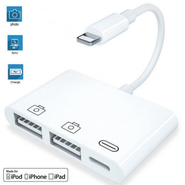 Перехідник Foxconn для iPhone на 2 х USB 3,0 для підключення камери або флешки на iPad/iPod/iPhone (А16463) - фото 2