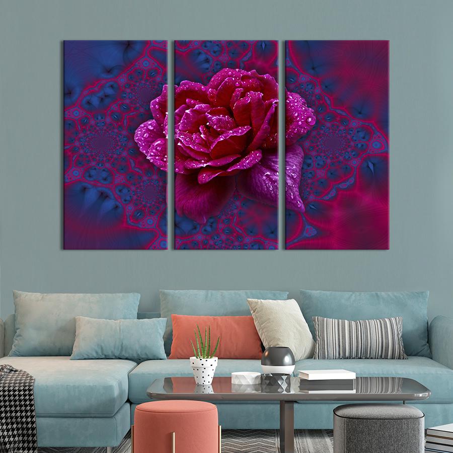 Картина на холсте триптих Магическая роза 78x48 см (880-31)