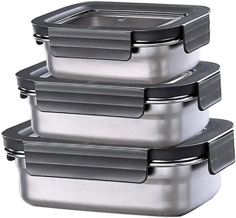 Набор пищевых контейнеров Steel Food Container с крышками 300/600/1200 мл 3 шт. (35703213)