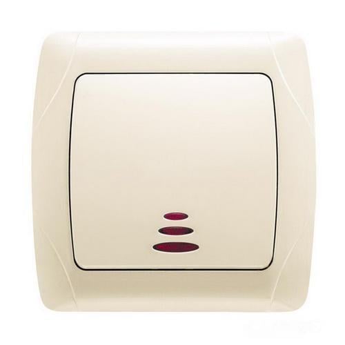 Выключатель одноклавишный с подсветкой Viko Carmen Кремовый (00000003484) Выключатель одноклавишный с подсветкой Viko Carmen Кремовый (00000003484)