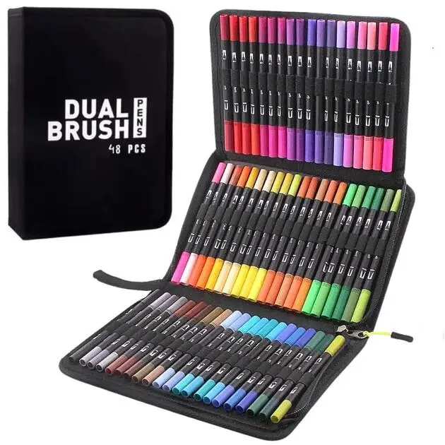 Набір акварельних двосторонніх скетч-маркерів для малювання Color brush 48 шт. - фото 6