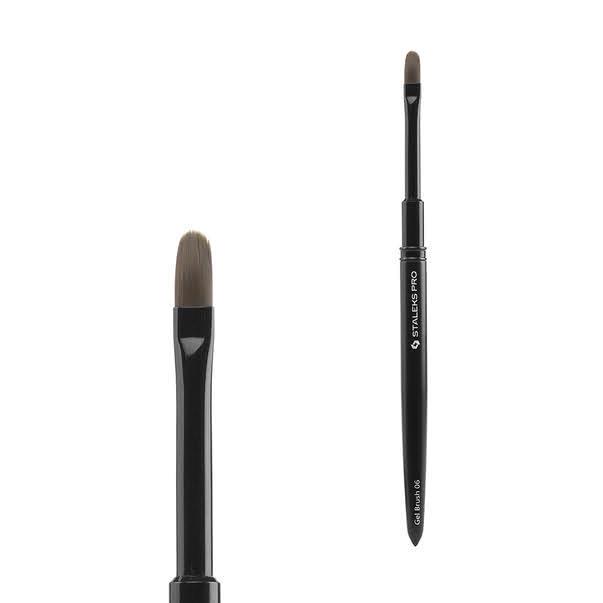 Кисточка овальная STALEKS Gel Brush 06 11 мм/6 мм для геля с колпачком - фото 2