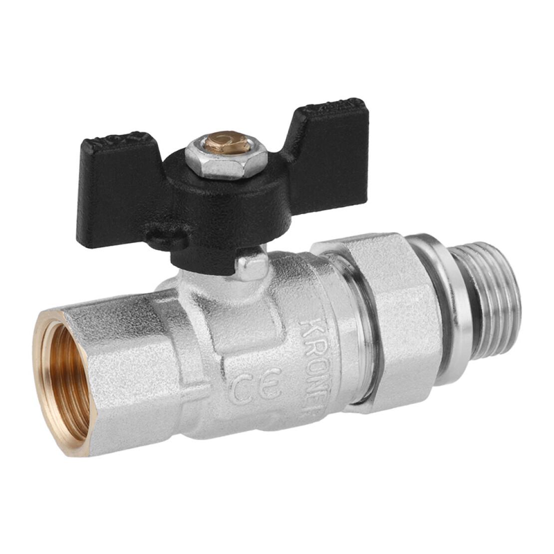 Кран-американка кульовий прямий Kroner ВЗ PN40 1/2" метелик/нікельований (CV033220) - фото 3