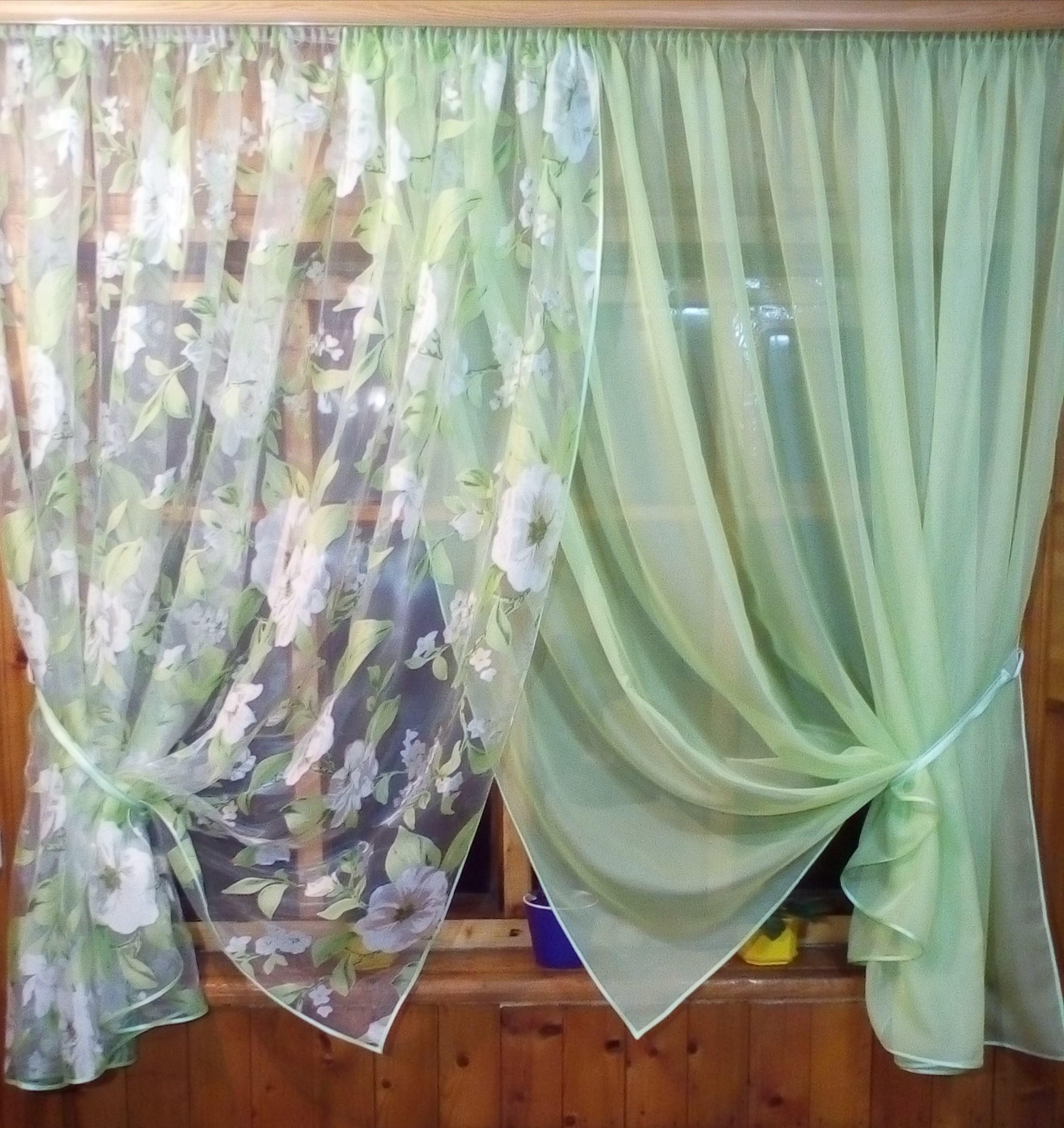 Занавеска готовая короткая Вероника яблочный цвет Белый - фото 1 Занавеска готовая короткая Вероника яблочный цвет Белый - фото 1