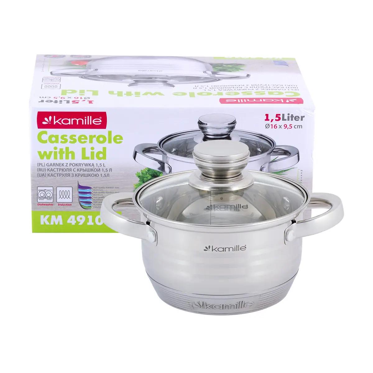 Каструля з кришкою Kamille з нержавіючої сталі 1,5 л (KM-4910)