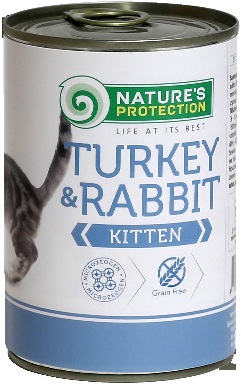 Корм консервований для молодих кошенят Nature's Protection Kitten Turkey&Rabbit з індичкою і кроликом 400 г (4771317246349) (KIK24634)