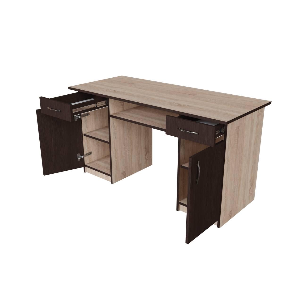Стол письменный с ящиками Aura 2-тумбовый компьютерный 140х75х60 см Дуб венге/Тахо (000058990)