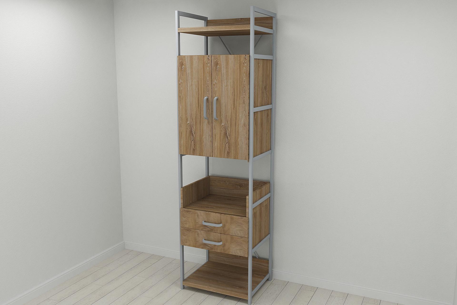 Шкаф гардероб уни секция 5 серии Конект Ferrum-decor 220x60x50 см металл Серый/ДСП Дуб Таверна (SHG034) Шкаф гардероб уни секция 5 серии Конект Ferrum-decor 220x60x50 см металл Серый/ДСП Дуб Таверна (SHG034)